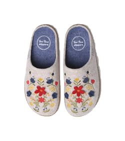 PANTOFOLE DA DONNA IN FELTRO CON FIORI TULIPA